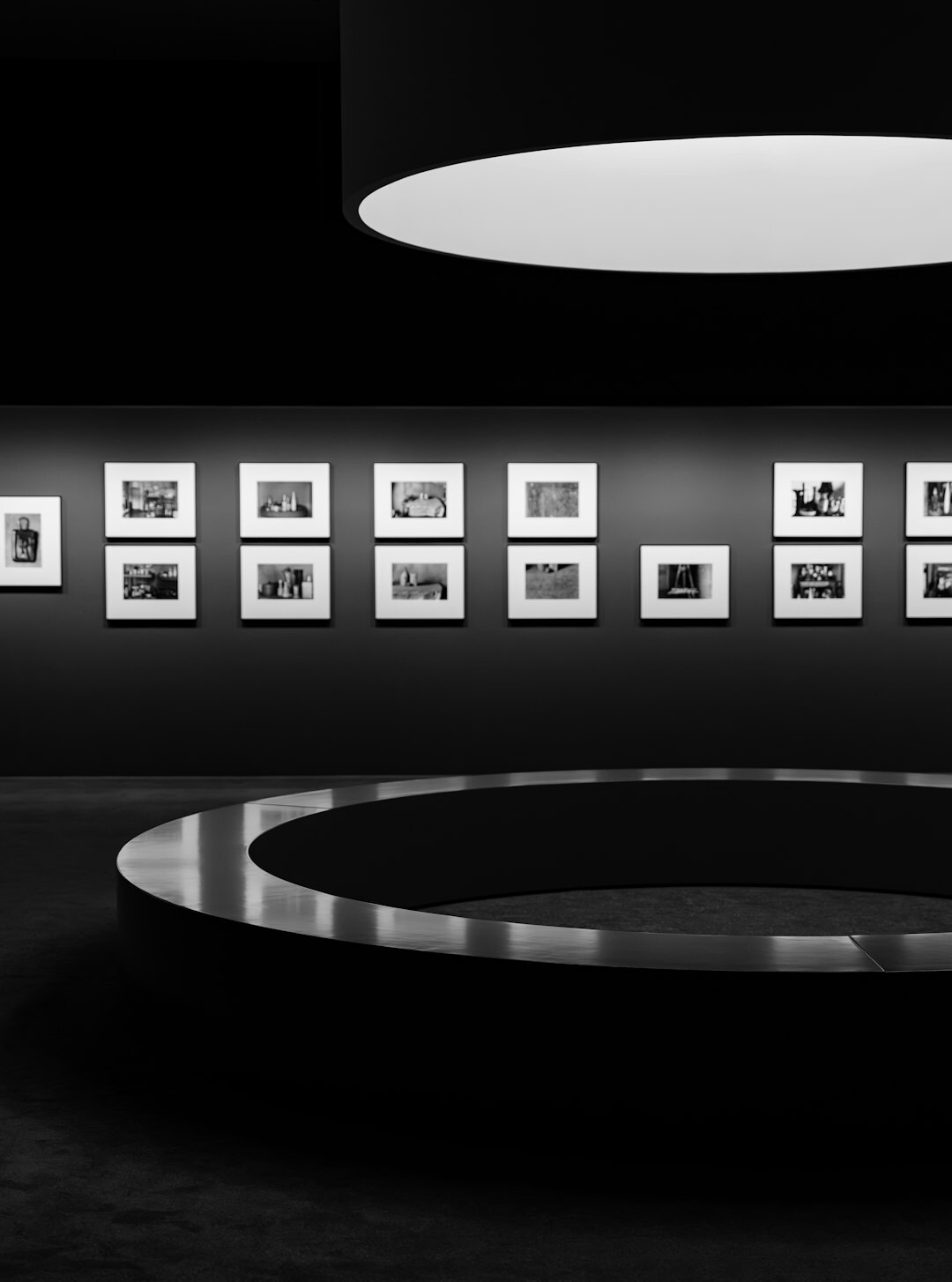 Framed black and white photography print on a gallery wall